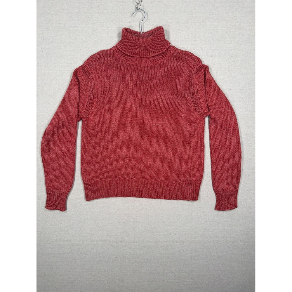 Corbin Collection Womens Red Silk Knit Turtleneck Sweater Size Large